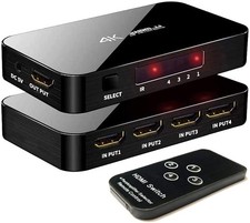 HDMI Switch 4X1, 4K Ultra HD HDMI Switcher 4 in 1 Out Support HDMI 2.0 HDCP 2...