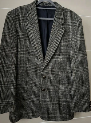 Harris Tweed Anson's Herrenhaus Sakko 100% Wolle Handgewebt Grau Karomuster - Bild 1 von 3