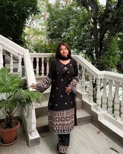 Bridal Gallery Pakistanischer Straight Cut Salwar Kameez Set F&uuml;r Damen Schwarz