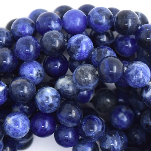 Natürliche Blaue Sodalith Runde Perlen Edelstein 15 Zoll Strang 4 mm 6 mm 8 mm 10 mm 12 mm - Bild 1 von 5