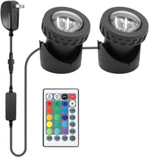 RGBW Pool/Pond Lights with Timer, Underwater Waterproof Dimmable Fountain Lights