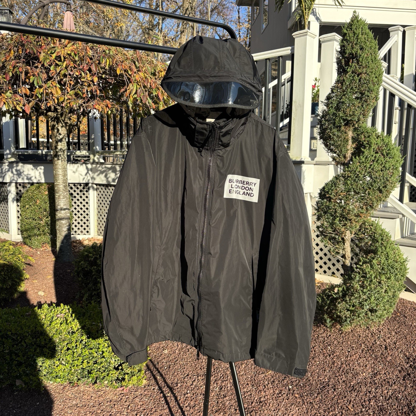 Authentic Burberry Rain Jacket Visor Taffeta Hood… - image 1
