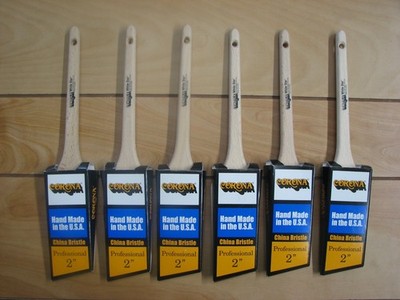 6 EA- CORONA 2'' WHITE STAR PRO ANGLE SASH PAINT BRUSH, CHINA BRISTLE MADE IN USA