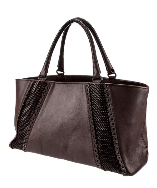 100% AUTHENTIC BOTTEGA VENETA Rugiada Tote Bag Handbag Brown Intrecciato Leather