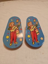Vintage US Metal Toy Company Tin Crank Noise Maker -Mexican Mariachi- Set of 2