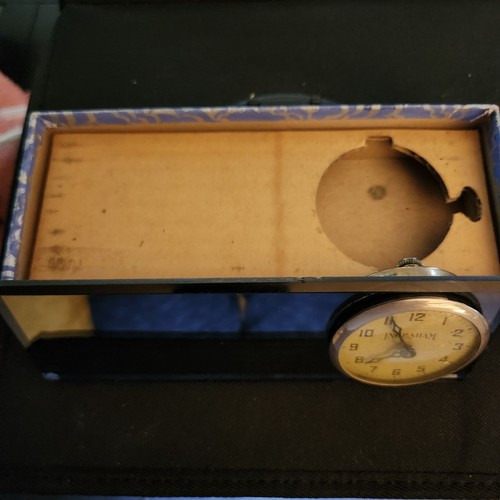 Vintage Ingram Rear View Mirror Clock Stem Wind Gunmetal Glass In Box,Automotive - Picture 8 of 24