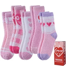 Fuzzy Socks for Women Fluffy Slipper Winter Warm Soft Cozy Microfiber Plush S...