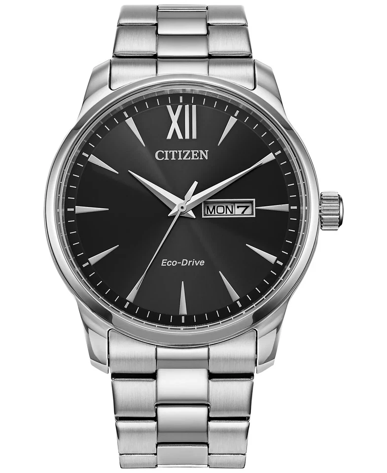 Citizen Men's Classic Day Date Indicator Eco-Drive Silver Watch 42MM BM8551-54E