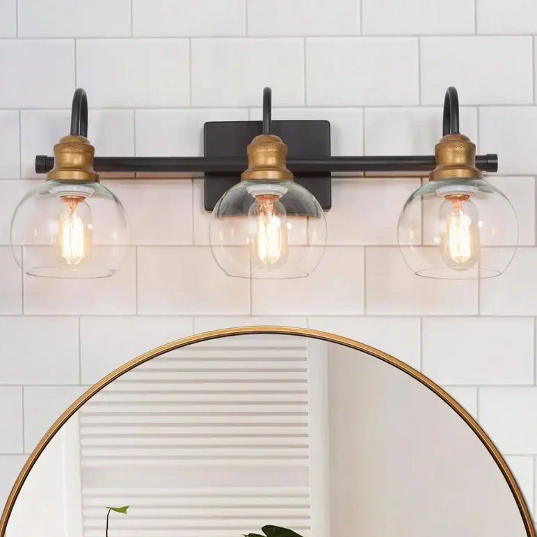 Black and brass bathroom vanity light online