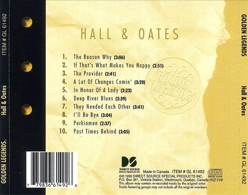 HALL & OATES GOLDEN LEGENDS NEW CD