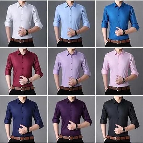 Acewonders Breathable High Elastic Anti-Wrinkle Shirt Long Sleeve Cotton Shirts - Picture 53 of 63