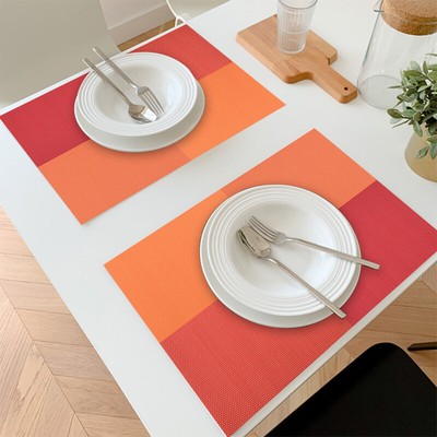 Placemats PVC Heat Resistant Table Mats Woven Washable Red 11.8/" x17.7/" Set of 4