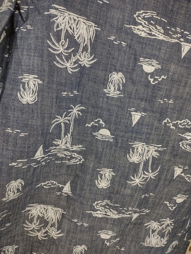 NWT Lands' End blue white tropical print V-Neck camp shirt blouse womens 3X - Picture 3 of 8