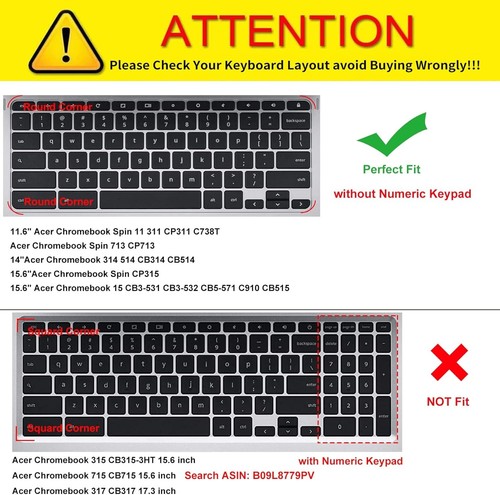 Colorful Keyboard Cover for Acer Chromebook Spin 11 311 C733 CP311 511 Rainbow - Picture 2 of 7