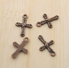 20pcs antiqued copper color cross style pendant charm G1920