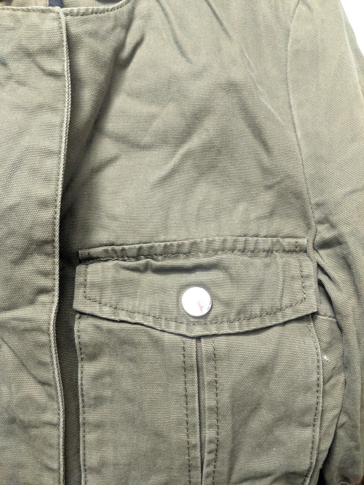 Pimkie Womens Khaki Green Jacket Size 40 Cotton Light Zip Up image 6