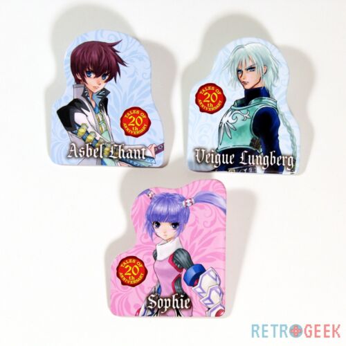 Set 3 Clips Badges Asbel Veigue Sophie Tales of Rebirth Graces 20th Anniversary - Photo 1/4