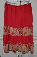 Jennifer Lauren Women's Medium Skirt Long Pink Boho Peasant Tiered CCC-23