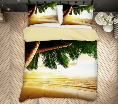 3D Yellow Beach ZHUA1312 Bed Pillowcases Quilt Duvet Cover Set Queen King Zoe
