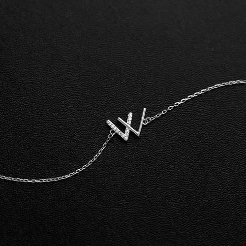Gorgeous Crystal Women Girl Bracelet Simple W Character Ins Classic Style 0542 - Picture 4 of 5