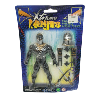 SUNCO XTREME NINJA'S 2002 BLACK POSEABLE ACTION FIGURE W/ WEAPONS