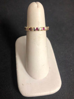 Natural Ruby Diamond Ring Womens solid 14KY sz. 6 (sizable)