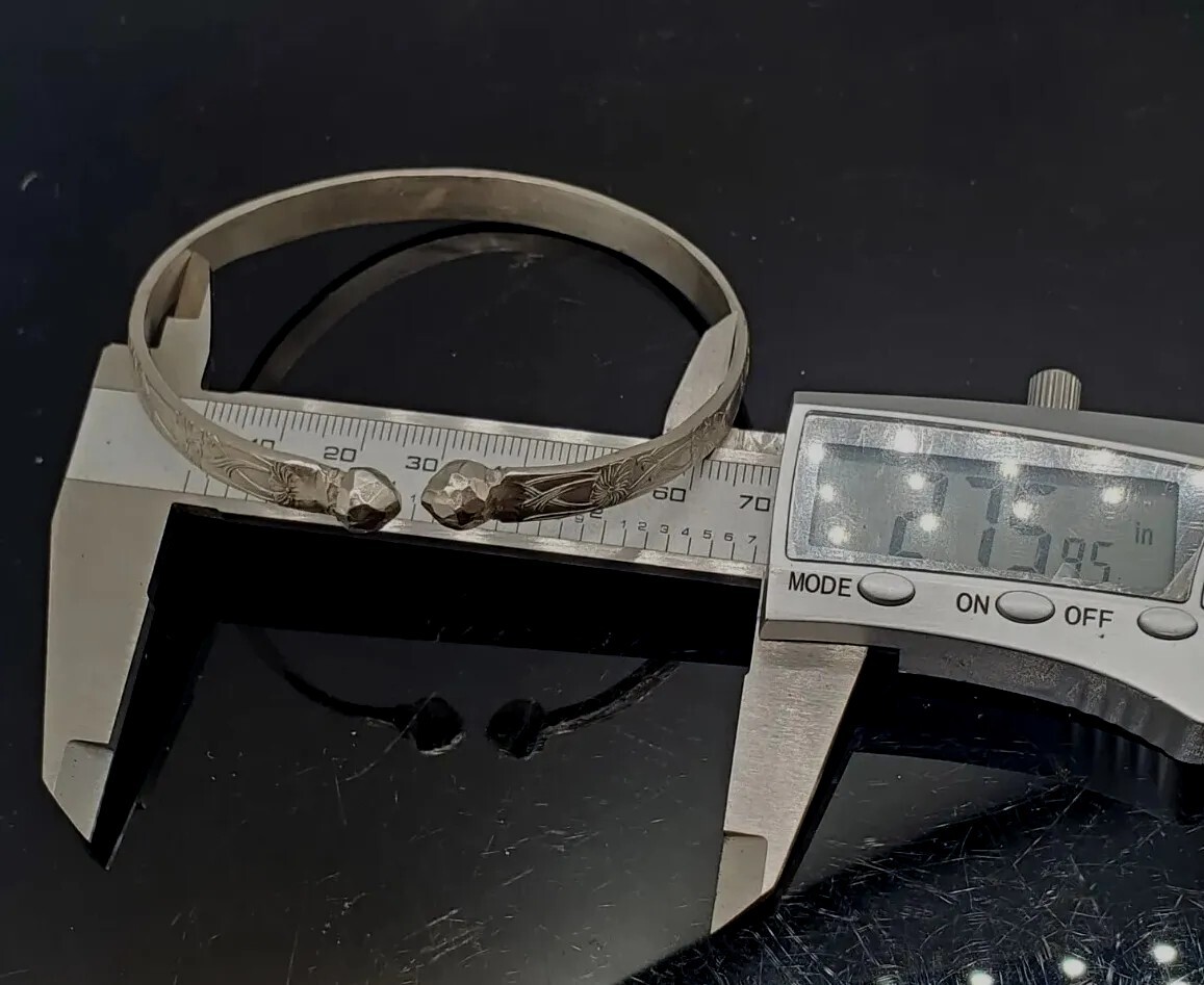 Vintage Sterling Solid Silver Bangle Bracelet Han… - image 6