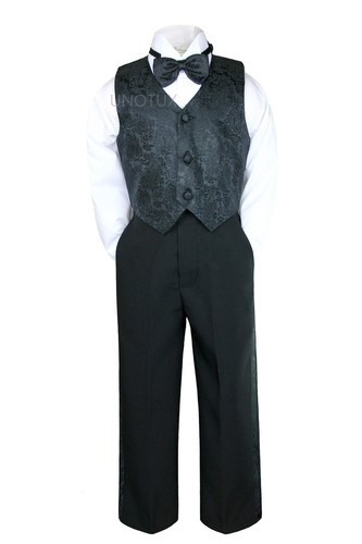 Säugling Kleinkind Junge 4-teilig schwarz/weiß Party formell Taufe Hochzeit Weste Set Anzug - Bild 3 von 6
