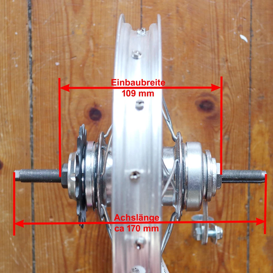12 1/2" Hinterrad mit Velosteel Rücktritt Nabe Alu Kastenfelge Speichen verzinkt - Bild 3 von 3