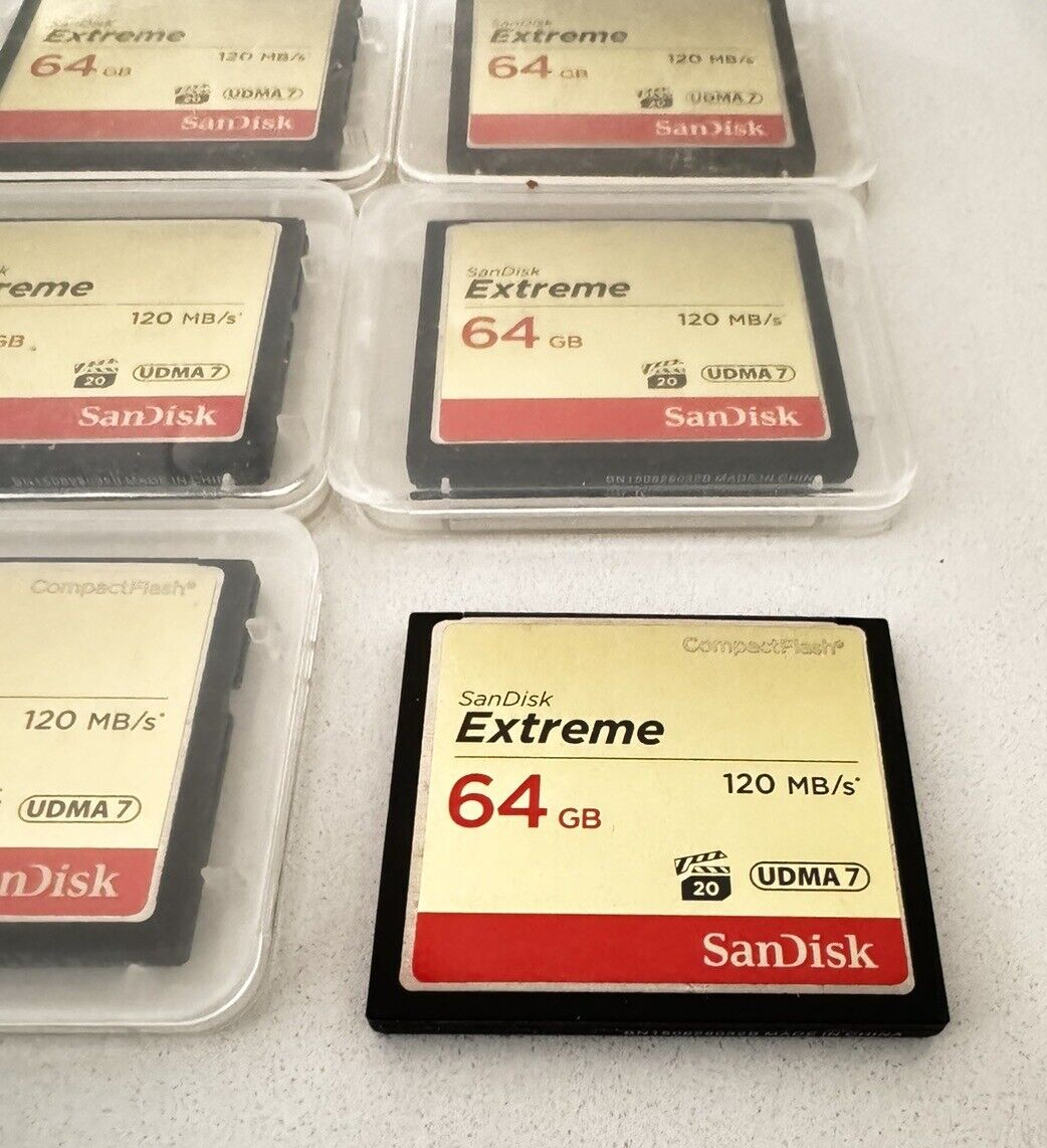LOT SIX SanDisk Extreme 64GB Compact Flash UDMA7 Cards 120MB/s CF Cards