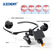 3x-6x Dental Medical Headlight Headband Binocular Loupes +LED Surgical HeadLight