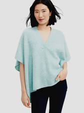 NEW Loft XS S Sweater Poncho Womens Teal Green V Neck Ribbed Oversized Boho Chic