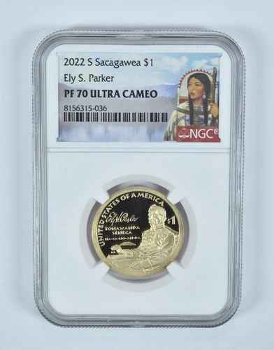 2022-S Sacagawea $1 Ely S Parker PF70 UCAM NGC Special Label