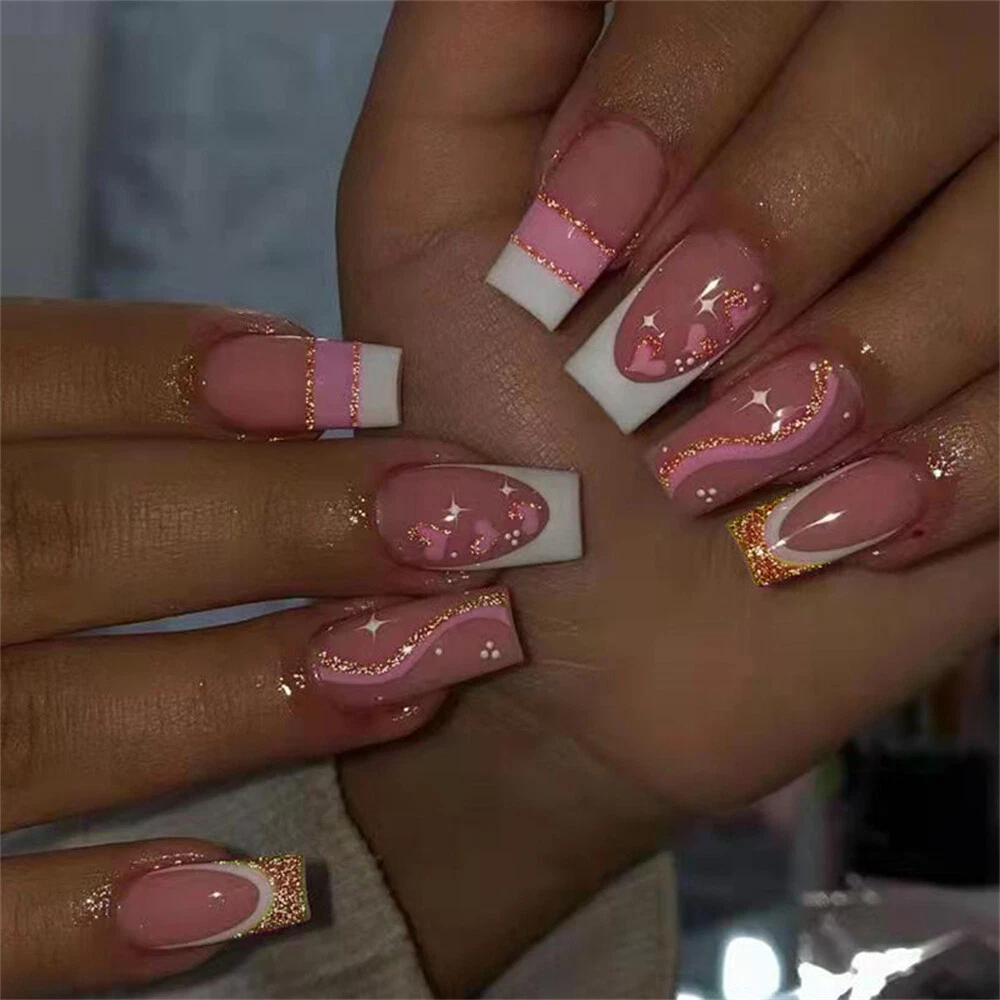 lv heart charm nails