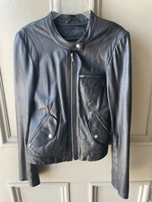 Stylish Kookai 100% Soft Black Leather Biker Jacket Eu 38 Us 6 Zip Snap Pockets
