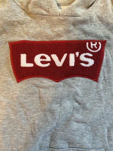 Levis Youth Otto Pullover Hoodie Red Flag Logo Grey Large - Picture 5 of 6