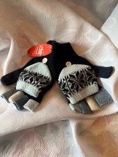 DR FOOT- SIZE MULTI BLUE ONE SIZE KNIT FLIP TOP FINGERLESS GLOVE FOR GIRLS