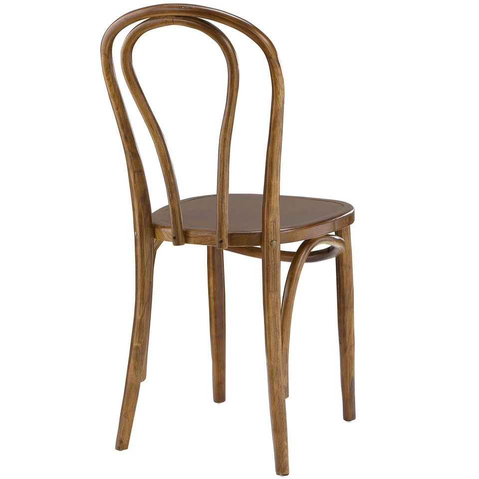 Modway Vintage Retro Natural Elm Wood Bistro Cafe Dining Side Chair in Walnut - Image 4 of 4