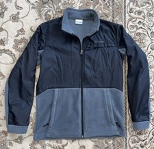 Boys XL 18 Columbia Steens Mountain Nylon Overlay Fleece Jacket Black Gray EUC