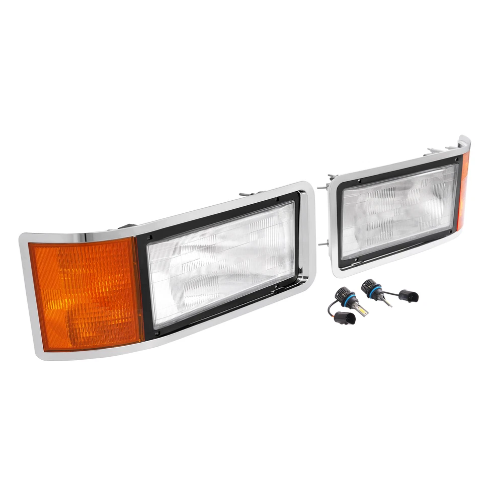 Headlights W/LED Bulbs Driver & Passenger For Mack CH600 CH613 Truck 1991-2006 Foto 3 de 4