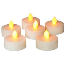 6PCS Battery Operated Flameless LED Tea Lights Large Size 2.2 x 2 Amber LED