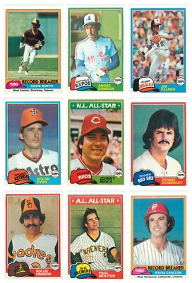1981 Topps Baseball ''Top Player Cards'' U-Pick NM