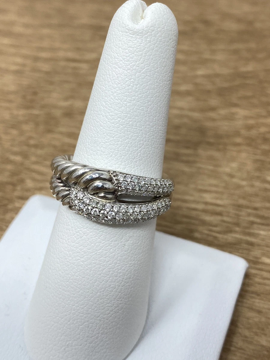 David Yurman Labyrinth Diamond Ring in Sterling Silver 0.44 CTW