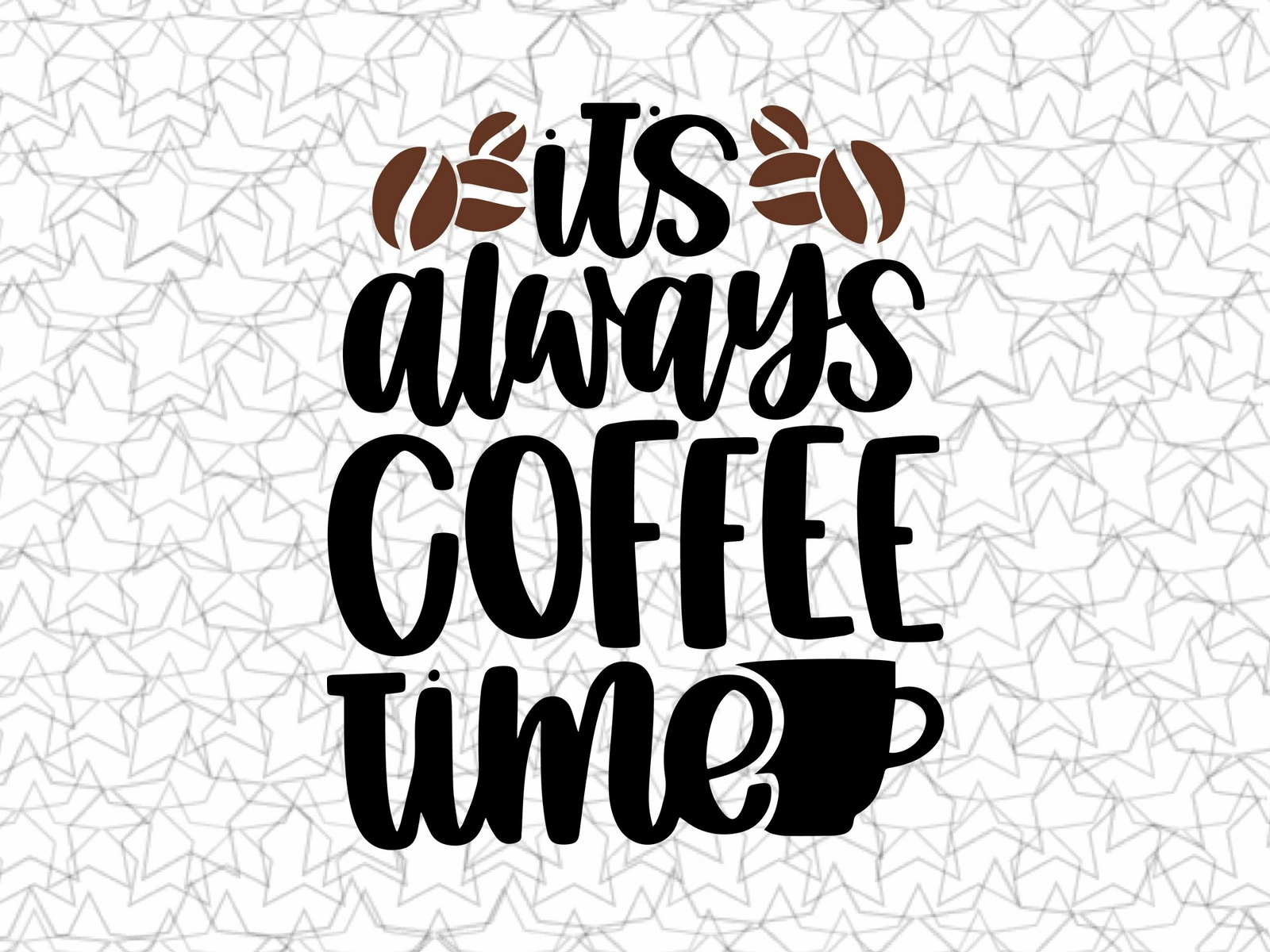 Always Coffee Time Vinyl Wall Decal for Coffee Shop or Bar Decor