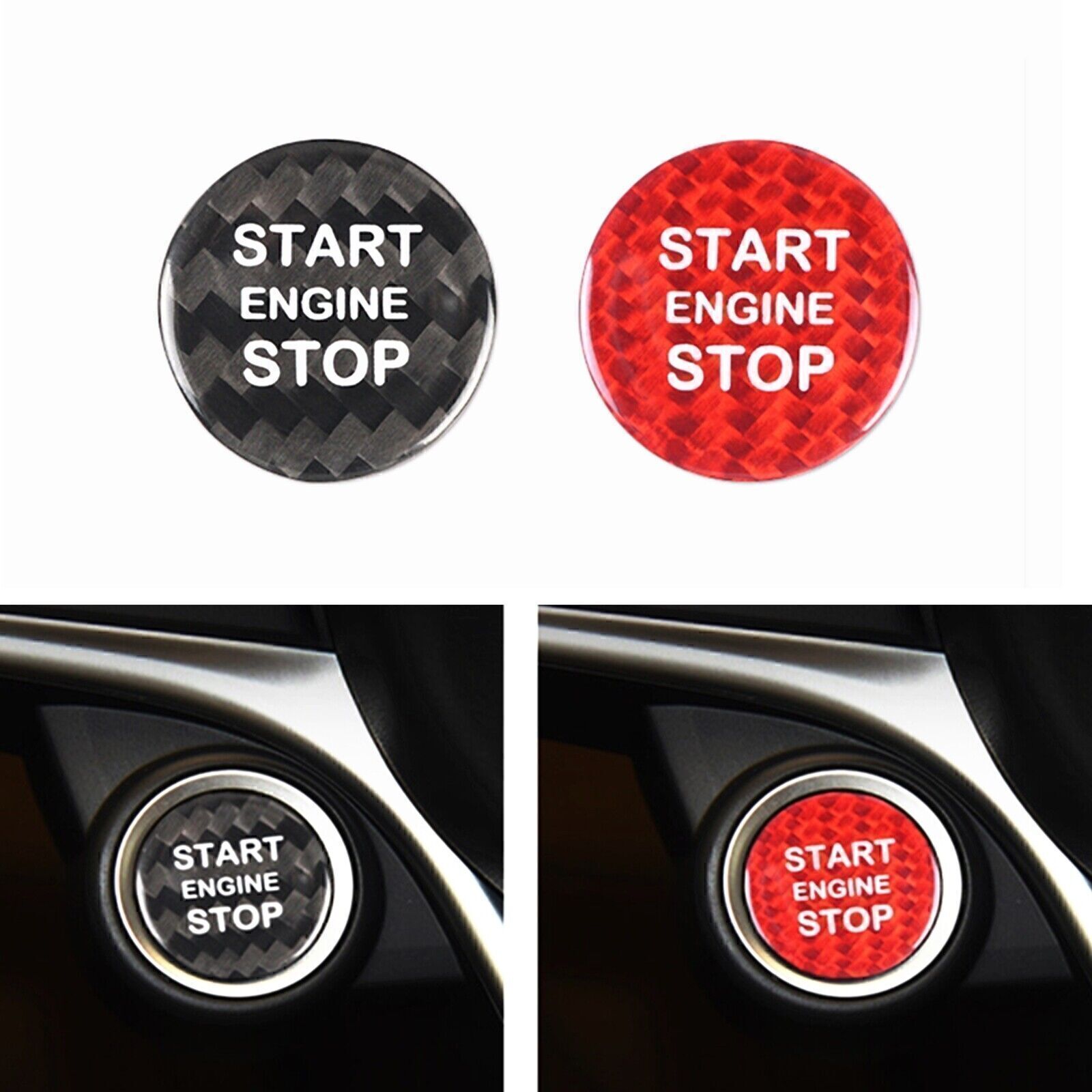 Carbon Fiber Interior Enging Start Button Trim For 2017+ Alfa Romeo Stelvio Red