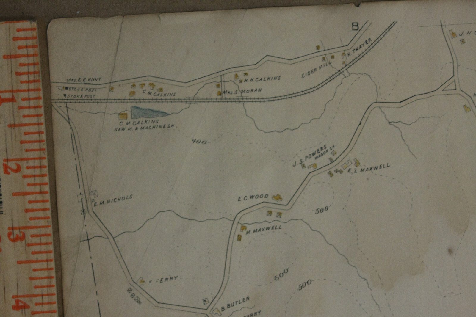 Monson Town MA Map from 1894 Atlas of Surveys Hampden Co 22x32" FOLDED