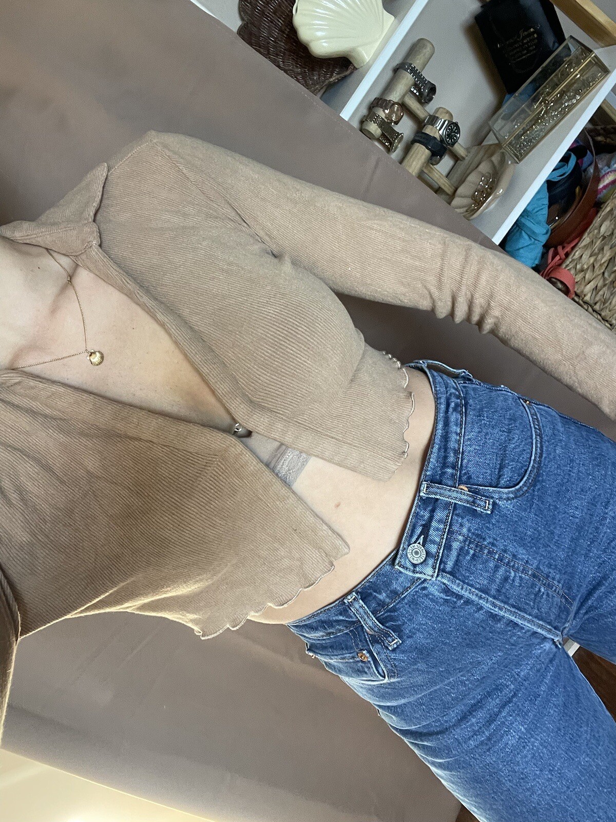 Idem Ditto front clasp split ribbed crop top size… - image 15