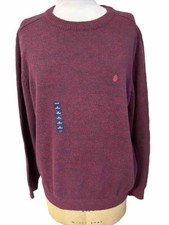 NWT Izod Sweater Men's Large Crew Neck Classic Fit Pullover Marled Red/Blue