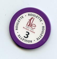 1.00 Chip from the Isle Casino Black Hawk Colorado Roulette Plum 3