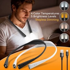 2 PACK LED Hanging Neck Light Book Reading Work Lamp Bedroom USB Rechargeable US
